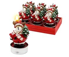Dekohelden24 Juego de 6 velas de Ã¡rbol de Navidad, dimensiones de cada vela de tÃ©: 4 x 4 x 7 cm, alce con abeto, 7 cm