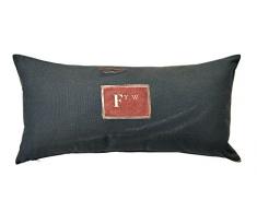 Daycollection Home Office HOOFACMR5 - Cojín de algodón (Medidas: 50 x 30 x 10 cm), diseño de siglas, Color Negro