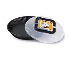 Guardini, Bake Away, Molde Tartas con Tapa para Transportar, Material: Acero con Revestimiento Antiadherente, Color Negro.