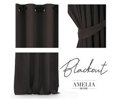 AmeliaHome Blackout - Cortina Opaca (140 x 245 cm), poliéster, marrón, 140 x 245