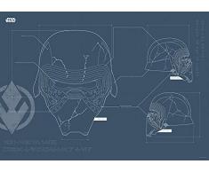 Komar Wandbild Von Star Wars EP9 Blueprint Kylo Helmet | Kinderzimmer, Jugendzimmer, Dekoration, Kunstdruck | ohne Rahmen | WB177-70x50 fotomural, carbÃ³n