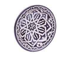 Biscottini Plato decorativo de 25,5 x 25,5 x 6,5 cm | Plato de cerámica artesanal marroquà | Decoraciones de cocina | Platos decorativos pintados a mano
