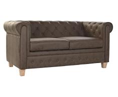 DRW Sofa Chester Marron de 2 plazas 111X54X88 cm