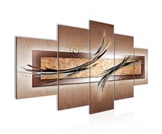 104951c - Imagen abstracta para pared (200 x 100 cm, lienzo de fieltro, tamaÃ±o XXL, 5 piezas, fabricado en Alemania, listo para colgar), color marrÃ³n