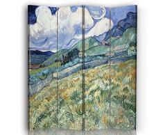 Legendarte - Biombo Vista Desde Saint-Remy - Vincent Van Gogh - Separador de Ambientes para Interiores cm. 145x170 (4 x)
