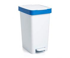 Tatay Cubo de Basura para Reciclaje, Blanco y Azul, Mediano