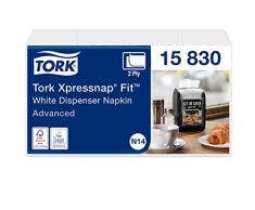 Tork Xpressnap Fit 15830 - Recambio de servilletas para el dispensador de servilletas de papel N14, calidad avanzada 2 capas, 720 unidades, color blanco