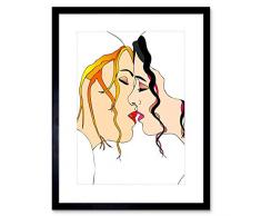 Wee Blue Coo Kiss B12X8999 - Cuadro Enmarcado con Marco Negro de la Leyenda Kiss Women