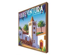 Cuadro con Marco de Madera Retroiluminado Fuerteventura: Serie Viajera