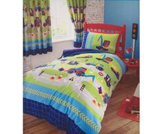 HOME-EXPRESSIONS Infantil edredón, diseño de excavadoras Juego de Cama, Azul Verde