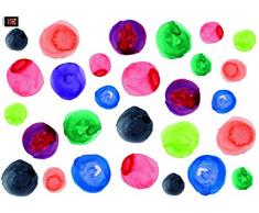 Plage Decoración Mural Adhesiva con Diseño Gotas De Acuarelas, Vinilo, Multicolor, 48x68 cm