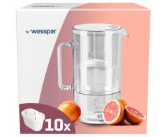 Wessper Jarra de cristal 3 en 1, filtro de agua, jarra con sistema de filtro, además de 10 cartuchos de filtro de agua, color blanco, WES201