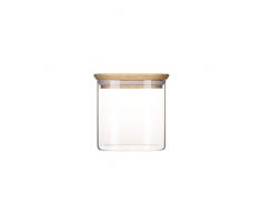 Pebbly PKV-005 - Bote de Cristal Cuadrado con Tapa de bambÃº, 800 ml, Color Natural, 800 ml, 11 x 11 x 11 cm
