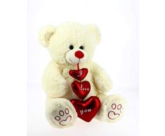 Bimar Peluche Oso Tres Corazones Boca 28 cm, Multicolor