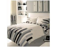 GC GAVENO CAVAILIA múltiple Funda de edredón, Suave y acogedora, Juego de Cama Reversible de polialgodón de fácil Cuidado, Bloques Crema/Gris/Negro, Doublé