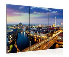 Runa Art Berlin 605131a - Cuadro de pared (120 x 80 cm, lienzo de fieltro, formato XXL, 3 piezas, fabricado en Alemania, listo para colgar), color azul