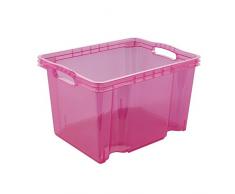 keeeper Caja de Almacenaje con Asas Integradas, Tamaño: M, 35 x 27 x 21 cm, 13,5 l, Franz, Rosa Transparente