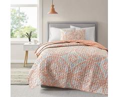 Comfort Spaces Ropa de Cama Ligera para Todas Las Estaciones, Fundas a Juego, Microfibra, Damasco de Gloria, Coral, Individual XL (66 x 90 Pulgadas)