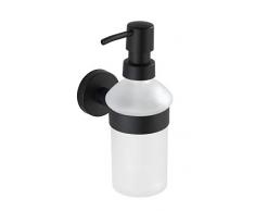 WENKO Dispensador de jabón Bosio Black mate - Dispensador de jabón líquido, dispensador de detergente Capacidad: 0.2 l, Acero inoxidable, 7 x 18 x 11 cm, Mate