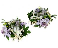 Flair Portavelas con Flores, portavelas de Madera, decoración de Mesa con Flores, candelabro de Primavera, Corona de té, decoración de Primavera, Juego de 2 Unidades, 10 x 16 x 16 cm