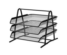 Bandeja Organizador Escritorio y Documentos 3 Niveles Negro. Folios A4, Cajonera Escritorio, Carpetas Archivadoras, Escritorio Ordenador, Organizador Cajones, Material Malla Metalica Negra