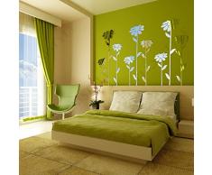 FLEXISTYLE - Espejo Decorativo Bloom B, Moderno diseÃ±o decoraciÃ³n, 3 mm de acrÃ­lico Espejo de la UE, salÃ³n, Dormitorio, Pasillo, irrompible, DIY de hogar, Plata