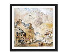 Fine Art Prints McCulloch - Cuadro de Madera con Marco de Madera, 40,6 x 40,6 cm, diseÃ±o de Castillo de Edimburgo
