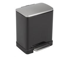 EKO Recycle E-Cube Papelera con Pedal Metal 32Â x 36,6Â x 44,5Â cm, Metal, Negro, 32 x 36.6 x 44.5 cm