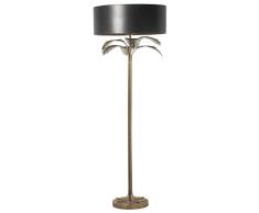 DRW Lampara de pie con Hojas de Palmera en Dorado y Negro 60x165cm, Base 30cm y Pantalla 60x22cm