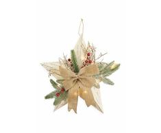 Villa d Este Xmas DecÃ² Perchero Estrella Luminosa, Madera/Yute, marrÃ³n Claro, 10Â x 45Â x 45Â cm