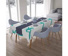 Bonamaison DecoraciÃ³n de Cocina, PoliÃ©ster, Antimoho, Secado rÃ¡pido, Impermeable, Mantel, Turquesa, Blanco, 140 x 200 Cm - DiseÃ±ado y Fabricado en TurquÃ­a
