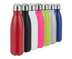 Relaxdays, Rojo, 500 ml Botella Agua sin BPA IsotÃ©rmica para Bebidas FrÃ­as y Calientes, Acero Inoxidable