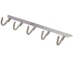 Wenko 4468310100 Percha con riel para Puertas Asola - 5 Piezas, Acero INOX, 36 x 9 x 7-9 cm, Mate
