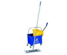 Unger 79078-Juego de reparaciÃ³n de Suelos (Incluye Cubo Doble de 15 L, Funda de Microfibra y Soporte para fregona Plana), Amarillo