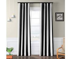 HPD Half Price Drapes BOCH-KC43-108 - Cortina Opaca para oscurecer habitación (1 Panel), 122,8 x 25,4 cm, toldo Negro y Blanco Niebla