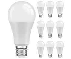 LEDYA Bombilla de rosca E27, 13 W, 1200 lúmenes, E27, equivalente a bombilla incandescente de 100 W, luz blanca diurna de 6000 K, bombilla de ahorro de energÃa A60, paquete de 10