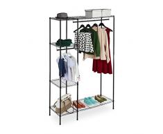 Relaxdays Abierto con Barra para Ropa, Sistema de Armario Independiente, Metal, HBT 180 x 120 x 45 cm, Color Negro, 100% Acero, Kleiderschrank Metall Offen