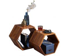 Wohnling â Mesa Auxiliar 2 Kasa Sheesham Madera diseño Salón Mesa | Juego de Mesa Maciza | Oriental â Juego de Mesa Salón sofá Mesa Madera | Estante Mesa sofá pequeño, 46 x 40 x 30 cm
