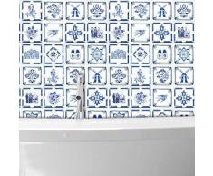 Walplus WT1528 -dutch Azul Azulejos Pared Stickers-15cm X 15 cm-24 Piezas â¦, Mezclado, 15CMX15CMX0.02CM
