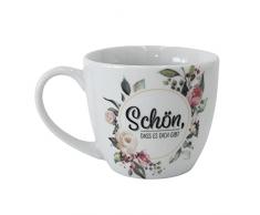 Dekohelden24 Taza de cafÃ© Maxi XXL de Porcelana, diseÃ±o de Â«SchÃ¶n, DASS es Dich Gibt diÂ», tamaÃ±o H/Ã: 9,2 x 10,5 cm, Capacidad: 400 ml, Apto para lavavajillas, Flores, 9,2 cm