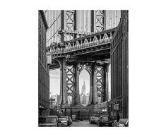 Komar Wandbild Von Brooklyn Bridge | Poster, Bild, Wohnzimmer, Schlafzimmer, Dekoration, Kunstdruck | ohne Rahmen | P123-40x50 fotomural, Negro, Blanco y Gris
