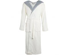 Celinatex Texas 4399, Albornoz Elegante Con Capucha Unisex, Gris (Cream White Gray), XL