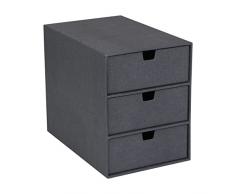 Bigso Box of Sweden Organizador de documentos y material de oficina â Cajonera pequeña con 3 cajonesâ Caja con cajones de tablero de fibras y papel con aspecto de lino â negro