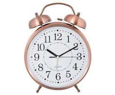 Clayre & Eef 6AC0022 - Reloj Despertador (Metal, 23 x 8 x 30 cm, 2 Pilas AA no Incluidas), Color Cobre