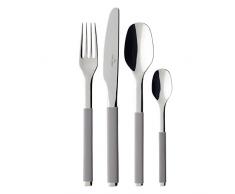 Villeroy & Boch S+ - Cubertería para hasta 6 Personas, 24 Piezas, Acero Inoxidable, Mango Recubierto de Silicona Gris