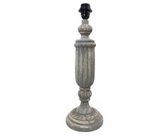 Lámpara de mesa de madera tubo adornado con base redonda, color gris. Medidas: 17,5 x 27,5 x 52,5 centÃmetros. Material: madera (referencia: 2621880)