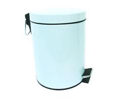 MSV 100022 - Cubo de basura con pedal metálico, color Blanco, diámetro 16.5 x 25 cm, 3 L