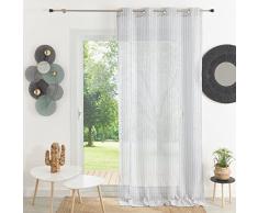 HomeMaison.com Visillo Efecto Lino Raya Bicolor â Gris â 140 x 260 cm