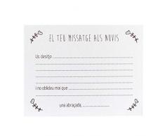 Mopec Tarjeta Mensaje a los Novios con Texto en catalÃ¡n, Pack de 25 Unidades, Cartulina, Blanco, 0.02x11.00x8.50 cm
