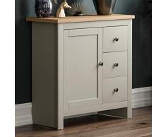 Vida Designs Aparador Arlington con 3 cajones y 1 Puerta, Madera de ingenierÃ­a, Gris y Roble, H 80 x W 79 x D 35 Cm